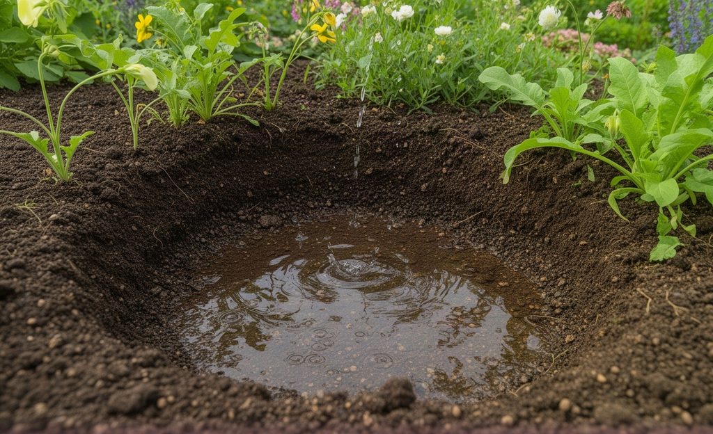 water standing in the soil