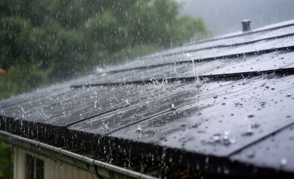 roof in a heavy rain