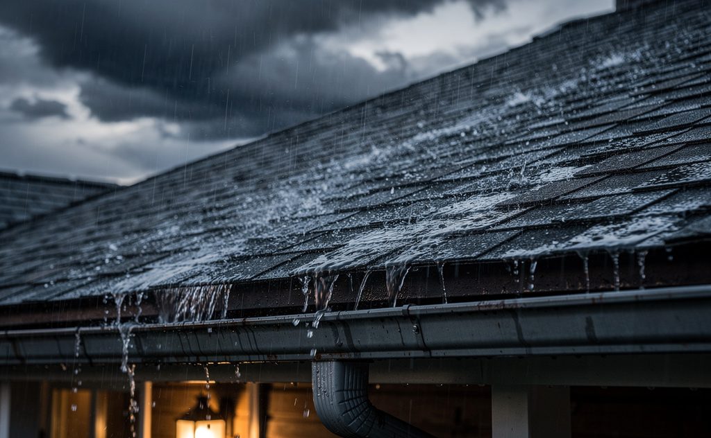 roof in a heavy rain