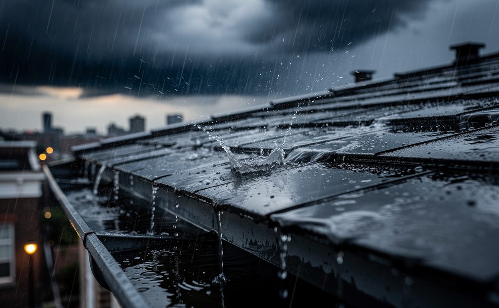 roof in a heavy rain