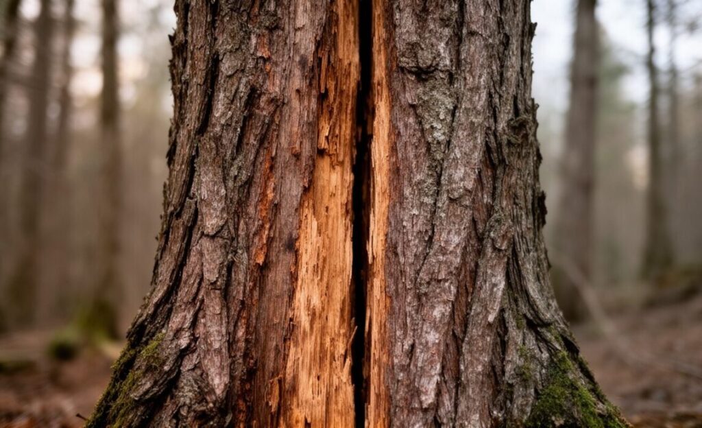 Vertical Split in Tree Trunk