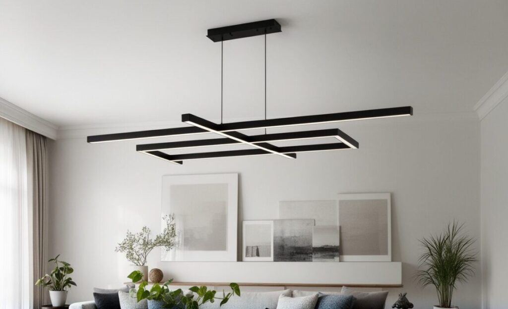 High-Contrast Linear Chandelier Trays