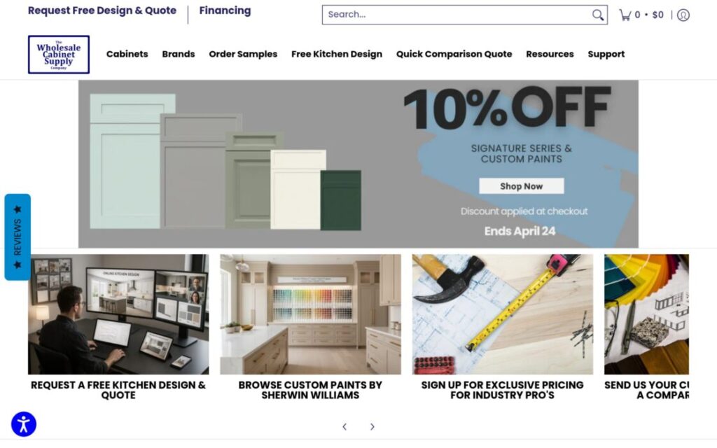 Wholesale Cabinet Supply website