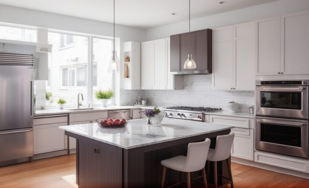 kitchen with cabinets