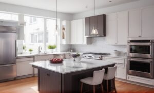 kitchen with cabinets