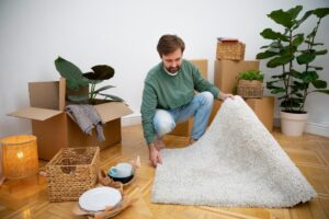Beige Rug in a bedroom