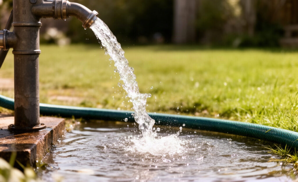water pumping from a hose