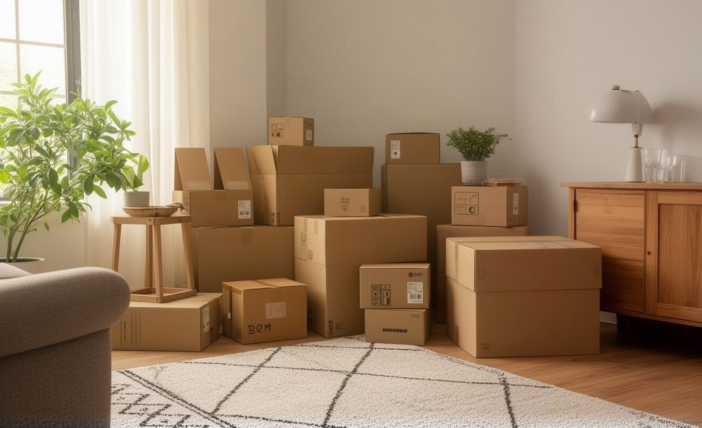 boxes in a room